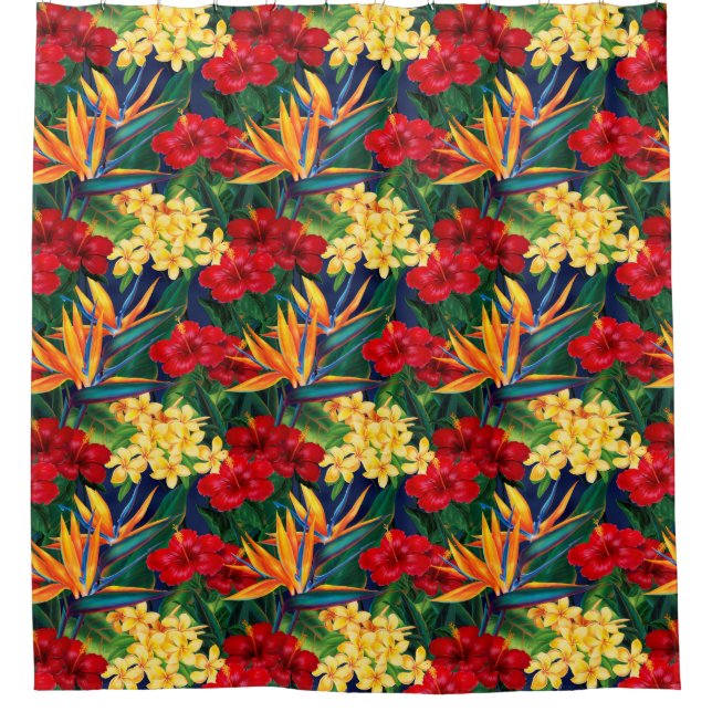 Tropisches Paradies Hawaiian Floral Aloha Shirt Duschvorhang (Vorderseite)