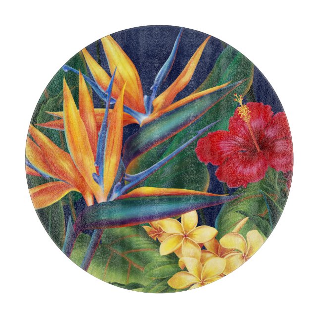 Tropisches Paradies Hawaiian Floral Cutting Board Schneidebrett (Vorderseite)