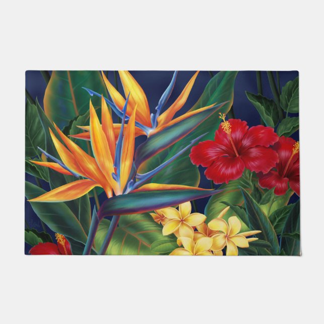 Tropisches Paradies Hawaiian Floral Fußmatte (Vorderseite)