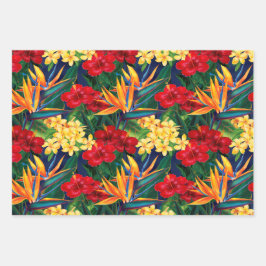 Tropisches Paradies Hawaiian Floral Kleines Trio Geschenkpapier Set
