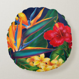 Tropisches Paradies Hawaiian Floral Rundes Kissen