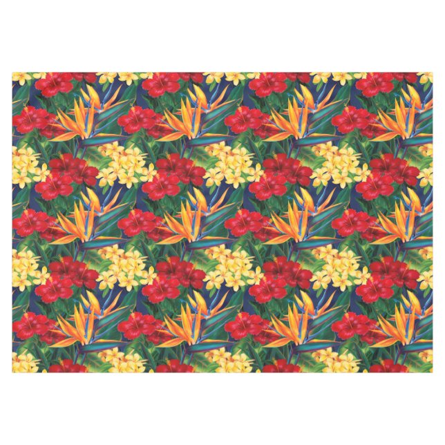 Tropisches Paradies Hawaiian Floral Wide Tischdecke (Vorderseite (Horizontal))