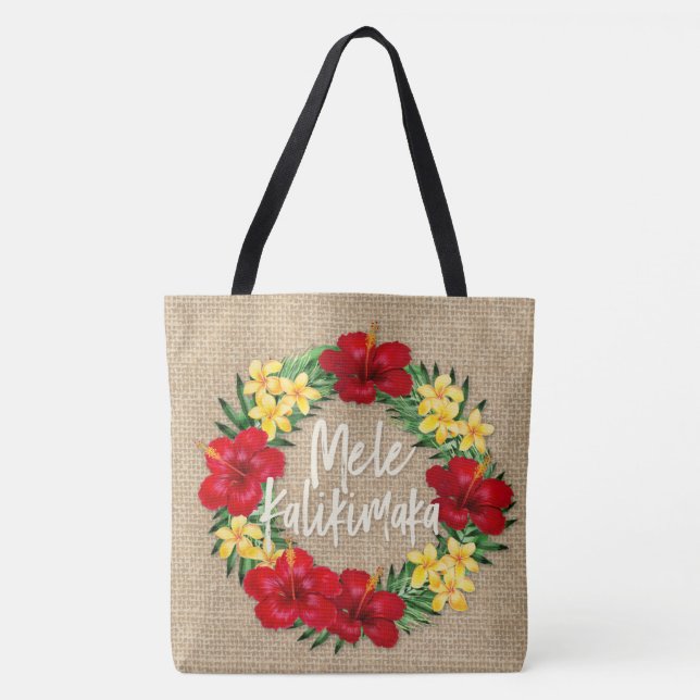 Tropisches Paradies Hawaiian Holiday Wreath Burlap Tasche (Vorderseite)