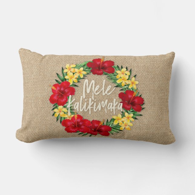 Tropisches Paradies Hawaiian Holiday Wreath Revers Lendenkissen (Vorderseite)