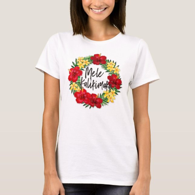Tropisches Paradies Hawaiian Holiday Wreath T-Shirt (Vorderseite)