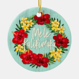 Tropisches Paradies Hawaiian Holiday Wreath Wood Keramik Ornament