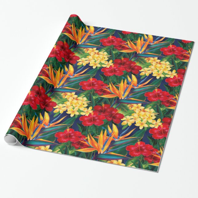 Tropisches Paradies Hawaiianische Blütenlauber Pri Geschenkpapier (Ungerollt)