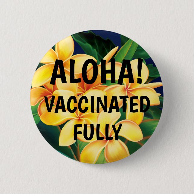 Tropisches Paradies Hawaiianische Plumeria geimpft Button (Vorderseite)