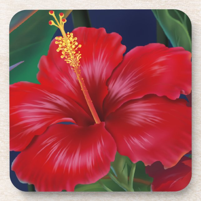 Tropisches Paradies Hawaiianischer Hibiskus Unters Getränkeuntersetzer (Vorderseite)