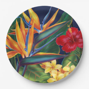Tropisches Paradies-hawaiisches Blumen Pappteller