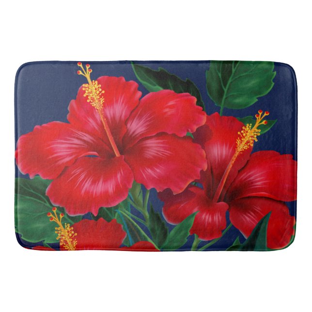 Tropisches Paradies Hibiskus Hawaiian Badematte (Vorderseite)