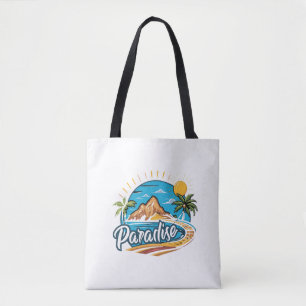 Tropisches Paradies-Insel-Logo-Kunst Tasche
