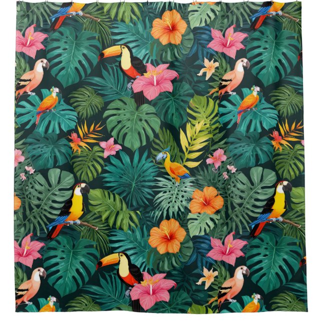 Tropisches Paradies-Jungle-Muster Duschvorhang (Vorderseite)