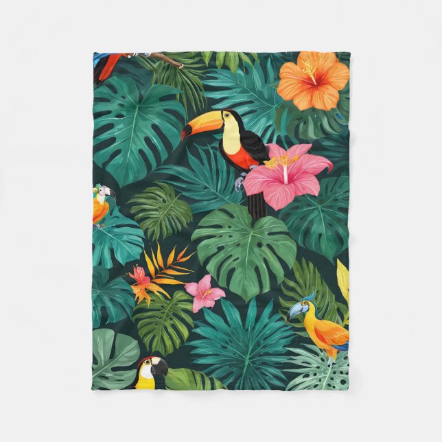 Tropisches Paradies-Jungle-Muster Fleecedecke (Vorderseite)