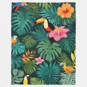 Tropisches Paradies-Jungle-Muster Fleecedecke