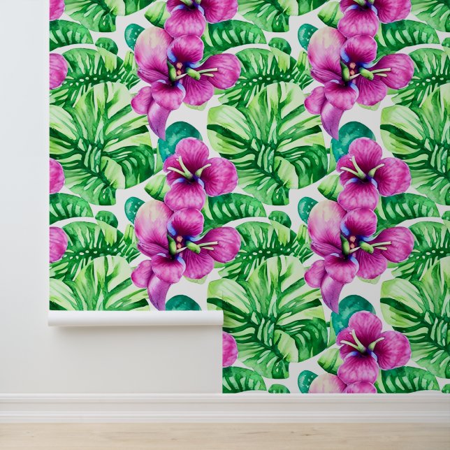 Tropisches Paradies lila Blume Hawaiianische Insel Tapete (Anwendung)