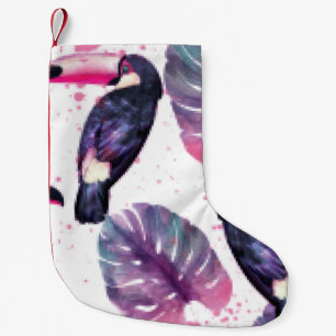 Tropisches Paradies mit Aquarellwiesen und Palmen Kleiner Weihnachtsstrumpf