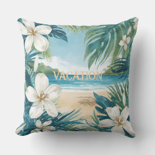 Tropisches Paradies mit Frangipani-Blumen-Muster Kissen