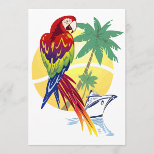 Tropisches Paradies mit Macaw und Kreuzschiff Einladung