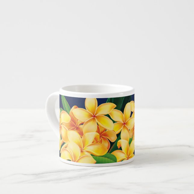 Tropisches Paradies Plumeria Hawaiian Espressotasse (Vorderseite Links)