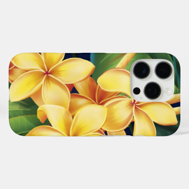 Tropisches Paradies Plumeria Trio iPhone 16 Pro Hülle (Rückseite (Horizontal))