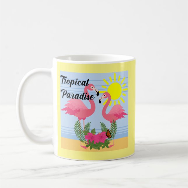 Tropisches Paradies Rosa Flamingo - Klassische Tas Kaffeetasse (Links)