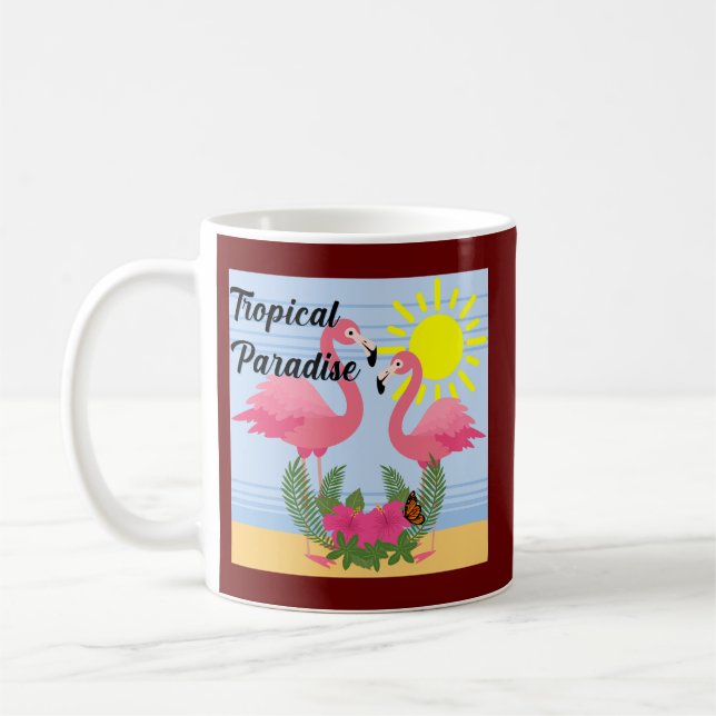 Tropisches Paradies Rosa Flamingo - Klassische Tas Kaffeetasse (Links)