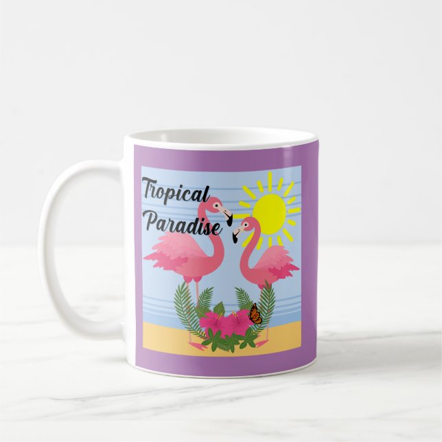 Tropisches Paradies Rosa Flamingo - Klassische Tas Kaffeetasse (Links)