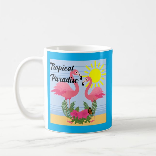 Tropisches Paradies Rosa Flamingo - Klassische Tas Kaffeetasse (Links)