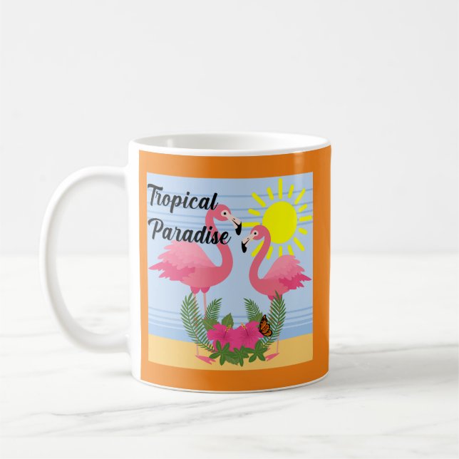 Tropisches Paradies Rosa Flamingo - Klassische Tas Kaffeetasse (Links)