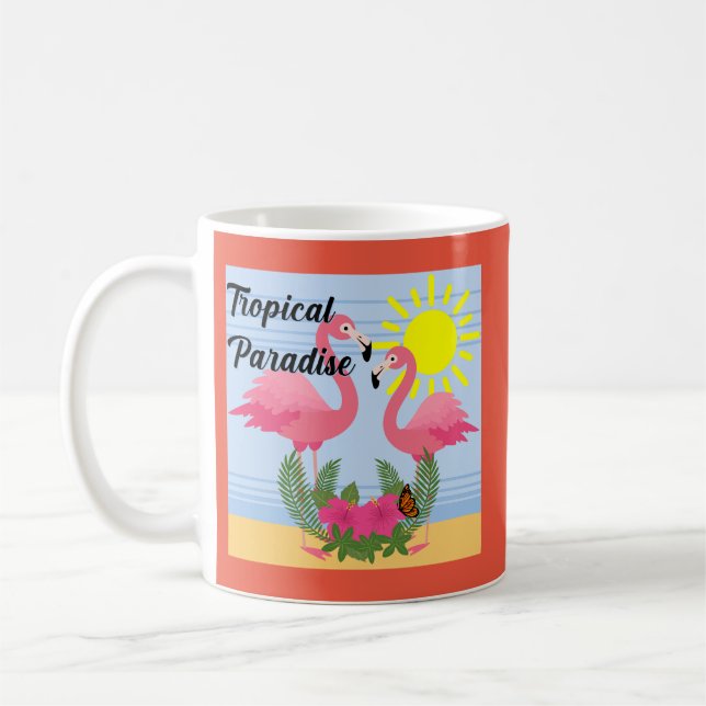 Tropisches Paradies Rosa Flamingo - Klassische Tas Kaffeetasse (Links)