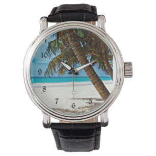Tropisches Paradies - Sonniger Tag am Strand Armbanduhr