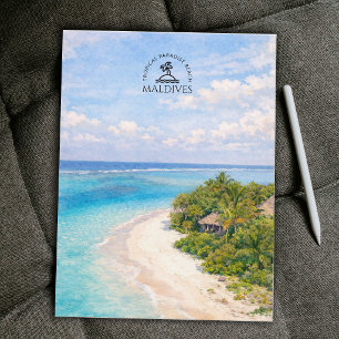 Tropisches Paradies Strand, Malediven   Aquarell Postkarte