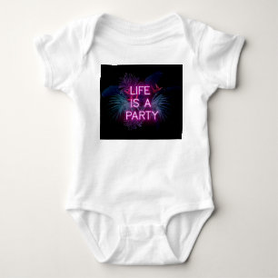 Tropisches Party, Blätter aus Neonpalmen. Baby Strampler
