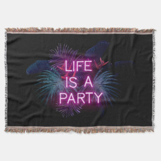 Tropisches Party, Blätter aus Neonpalmen. Decke