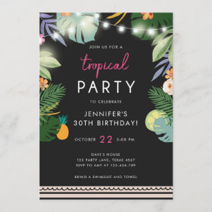 Tropisches Party Luau Aloha Pink Einladung zum Geb