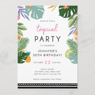 Tropisches Party Luau Aloha Pink Einladung zum Geb