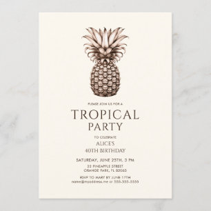 Tropisches Party mit Vintagen Ananas Einladung