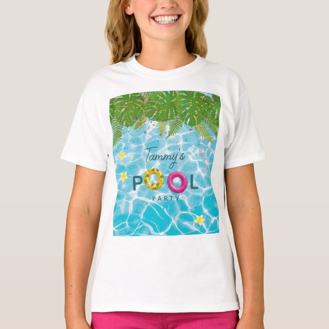 Tropisches Party Schwimmbad Geburtstag T-Shirt (Vorderseite)