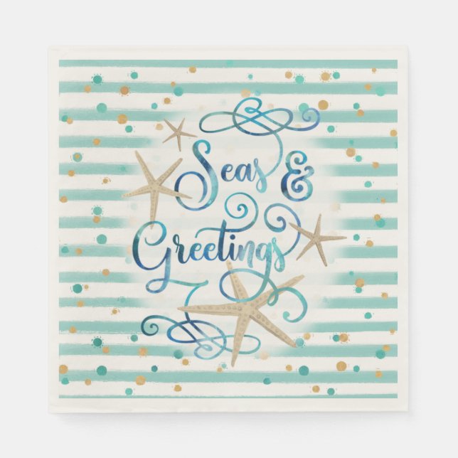 Tropisches Party "SEAson's Greetings" Serviette (Vorderseite)