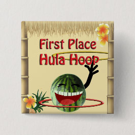 Tropisches Party Tiki Hut 1st Place Hula Hoop Button