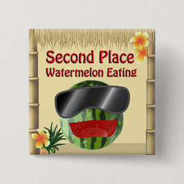 Tropisches Party Tiki Hut 2nd Place Wassermelone Button