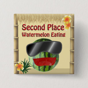 Tropisches Party Tiki Hut 2nd Place Wassermelone Button