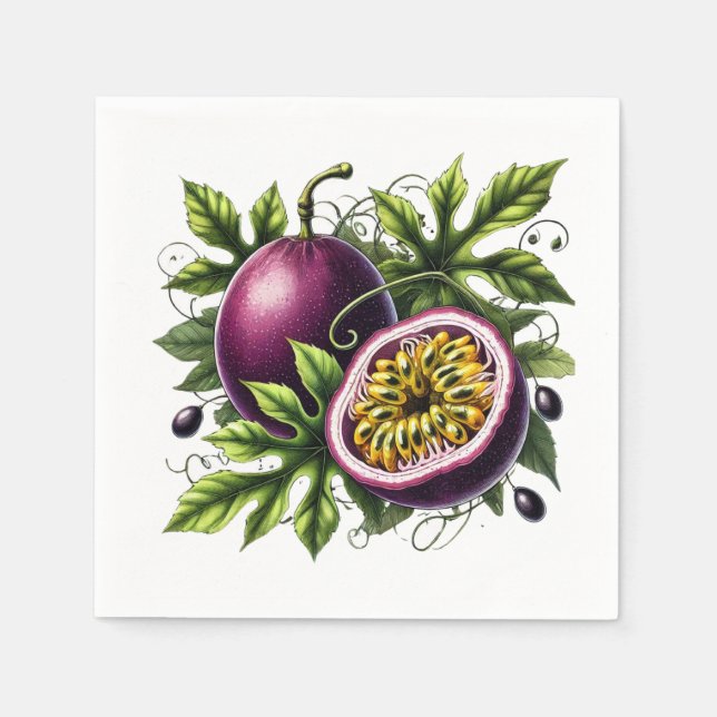 Tropisches Passionfrucht botanisches Obst Serviette (Vorderseite)