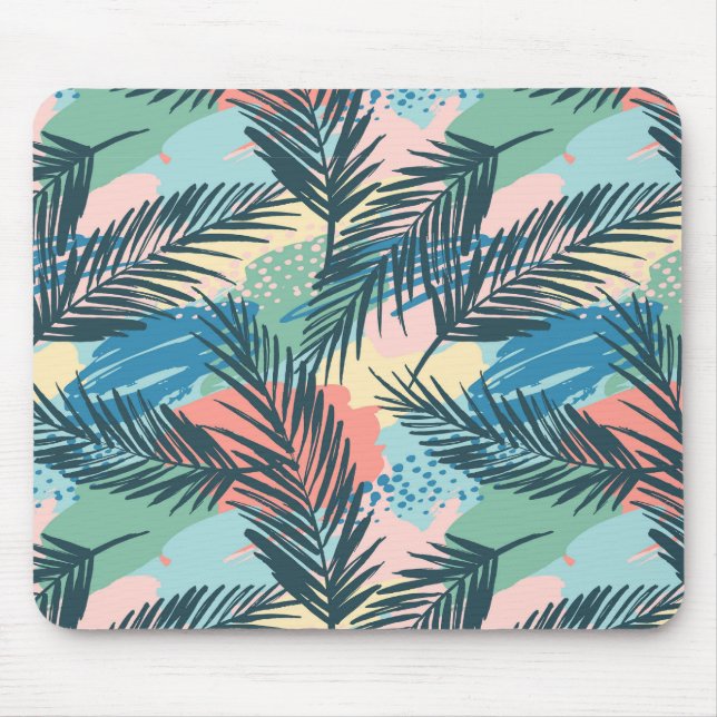 Tropisches Pastell-Leaf-Muster Mousepad (Vorne)