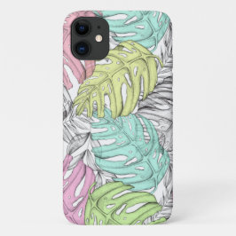 Tropisches Pastellmonstera-Blatt Wasserfarbmuster Case-Mate iPhone Hülle