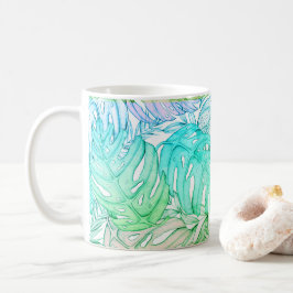 Tropisches Pastellmonstera-Blatt Wasserfarbmuster Kaffeetasse