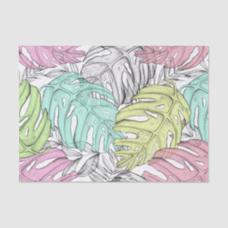 Tropisches Pastellmonstera-Blatt Wasserfarbmuster Seidenpapier