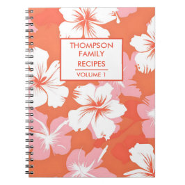 Tropisches Pfirsichrezept personalisierter Hibisku Notizblock