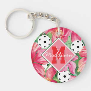 🌺 🌴 tropisches Pickleball mit Hibiskus mit N Schlüsselanhänger